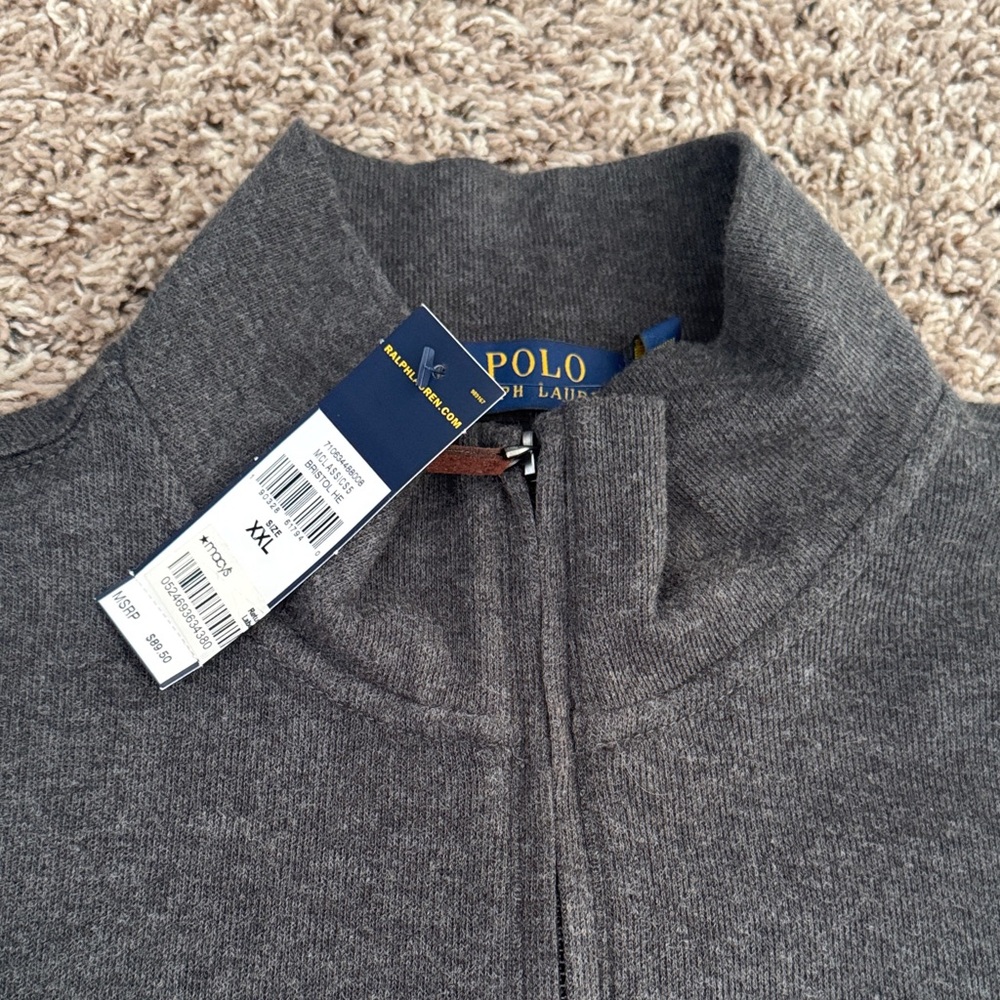 Polo by Ralph Lauren Men's Charcoal Zip-Up Sweater - Picture 2 of 4